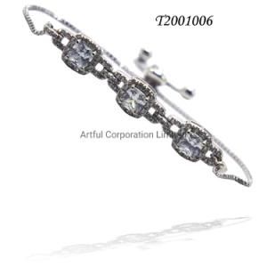 Fashion Jewelry Silver Bracelet Adjustable Bracelet with Cubic Zircon
