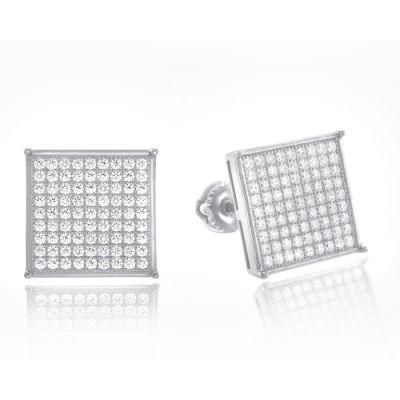 Hip Hop 925 Silver Zircon Stud Earring Jewelry