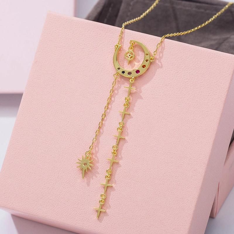 Fashion Jewelry Wholesale 18K Gold Plated Jewelry Cross Earring Crescent Moon Tassel Earrings Earrings for Women