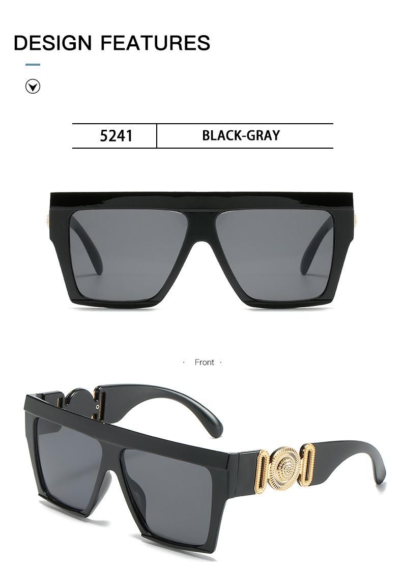 Sunglasses for Retro Net Red Sunglasses, Square Frame, Bright Black, Wear Sunglasses, Female Personality Cross-Border Glasses