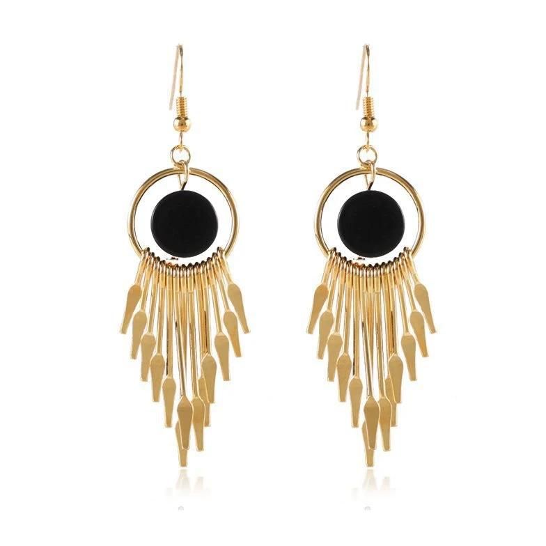 Korean Tassel Earrings Fashion Metal Earrings Fashion Exaggerated Fan-Shaped Earrings