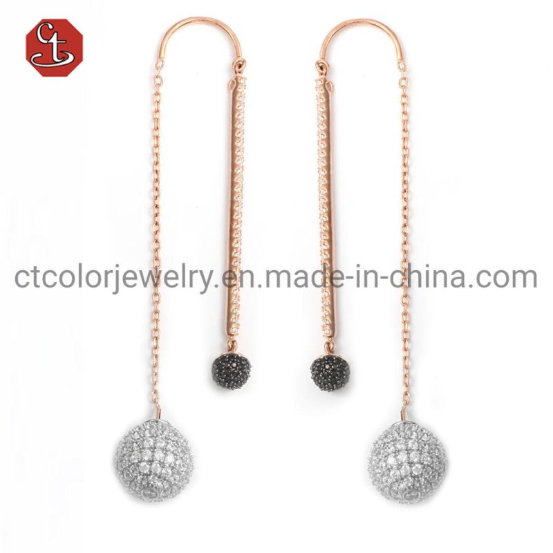 Long Tassels Ball Drop Earrings Women Temperament Jewelry Circle Dangle Earring