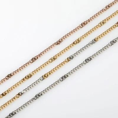 Fashion Stainless Steel Curb Chain with Flower Embossed for Jewelry Design