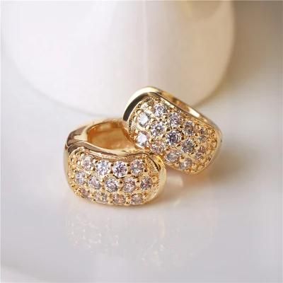 Classic Luxury Gold Plated CZ Hoop Earrings for Women Ladies