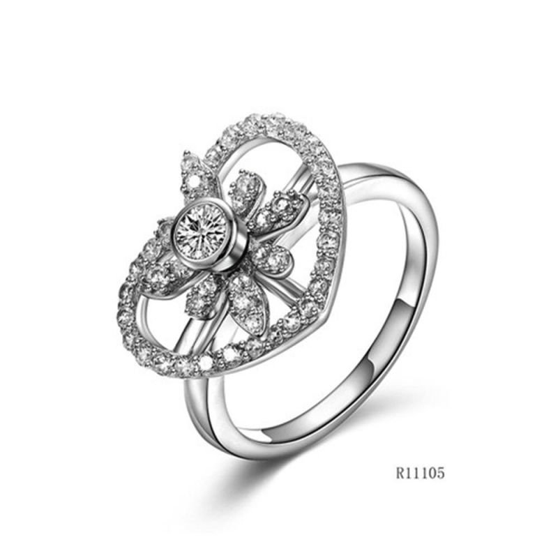 Creative Windmill Silver with CZ Heart Ring