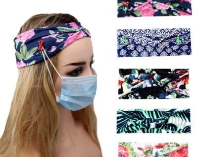 Custom Headband with Button for Face Mask Hair Bouffant Hairband