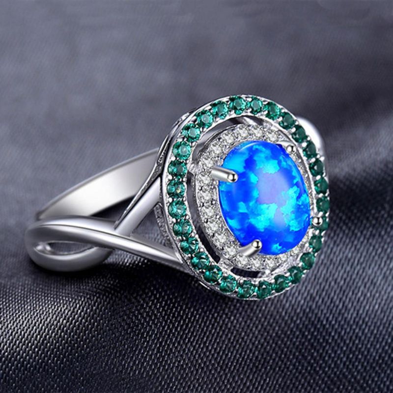 New Design 925 Sterling Silver Opal Rings for Girls Women Jewelry