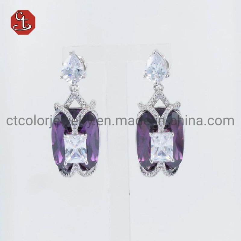 Fashion Accessories Jewelry Blue Gemstone AAA+ Zirconia Silver Earring
