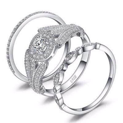 925 Sterling Silver Wedding Jewellery Cheap Engagement Ring Set for Couple Wholesale