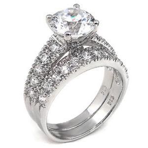 Factory Wholesale Rhodium Plated Silver Wedding Ring for Women