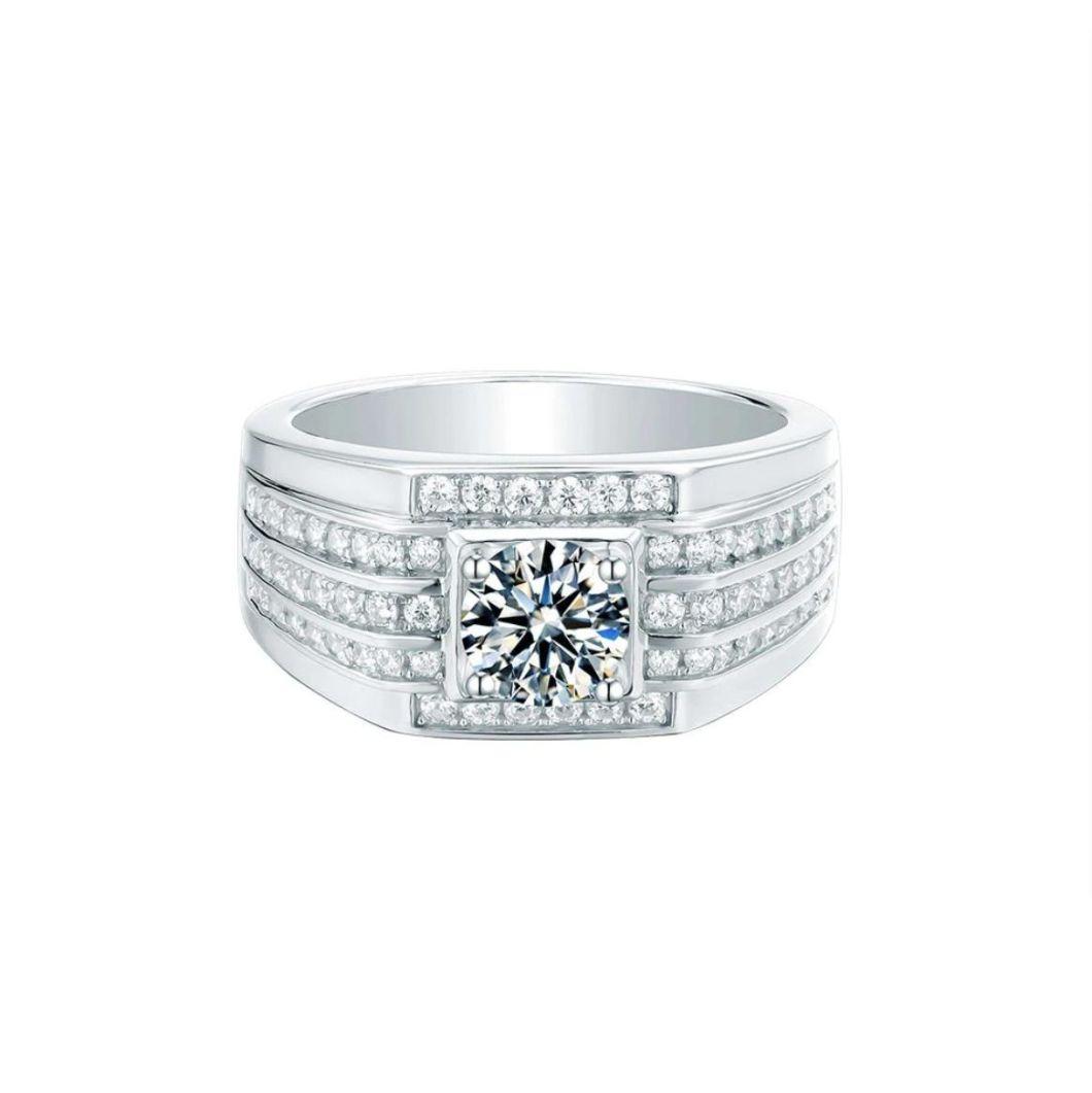 Moissanite Ring Fine Silver Jewelry Engagement Wedding Moissanite 925 Silver Rings Men
