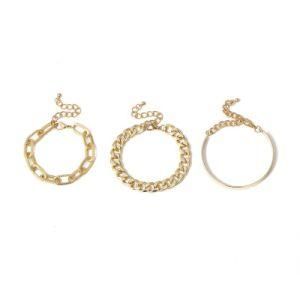 Punk Curb Cuban Chain Bracelets Set for Women Miami Boho Thick Gold Color Charm Bracelets Bangles Fashion Jewelry