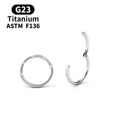 ASTM F136 Titanium Hinged Segment Ring Setting 5 Crystals Body Piercing Jewelry