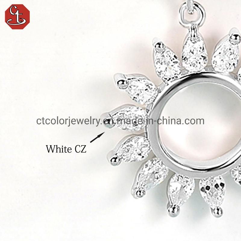 Fashion Jewelry 925 Sterling Silver White CZ and White Rhodium Earrings for Women