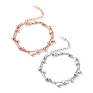 Fashion Design Adjustable Double Chain Stainless Steel Star Women Bracelet
