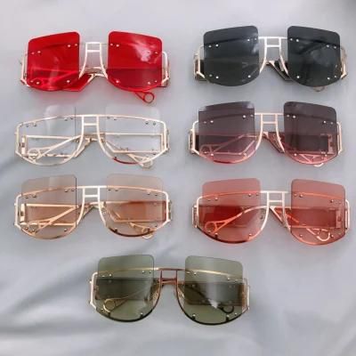 Gold Metal Sunglasses Rimless Frame Colorful Trend Sunglasses