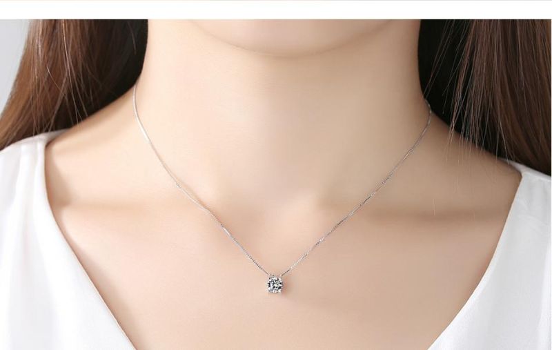 Fashion Sparkling Four-Claw Zircon Hoop Necklace Jewelry