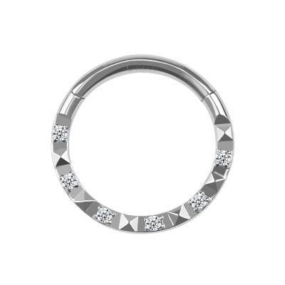 Eternal Metal ASTM F136 Titanium Six Stones Six Tapers Hinged Segment Hoop Rings Jewelry Piercing