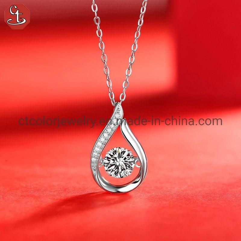 Fashion Jewelry flashing pendant moissanite Necklace High Quality Sterling Silver jewelry for girls