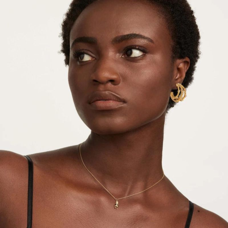 Factory Wholesale Custom Fashion High-End Jewelry PVD 18K Gold-Plated Stainless Steel Three Wire Tube Three Hoop Gold Earrings