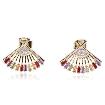 Gold Plated Fashion Jewelry Scalloped Zircon Earrings