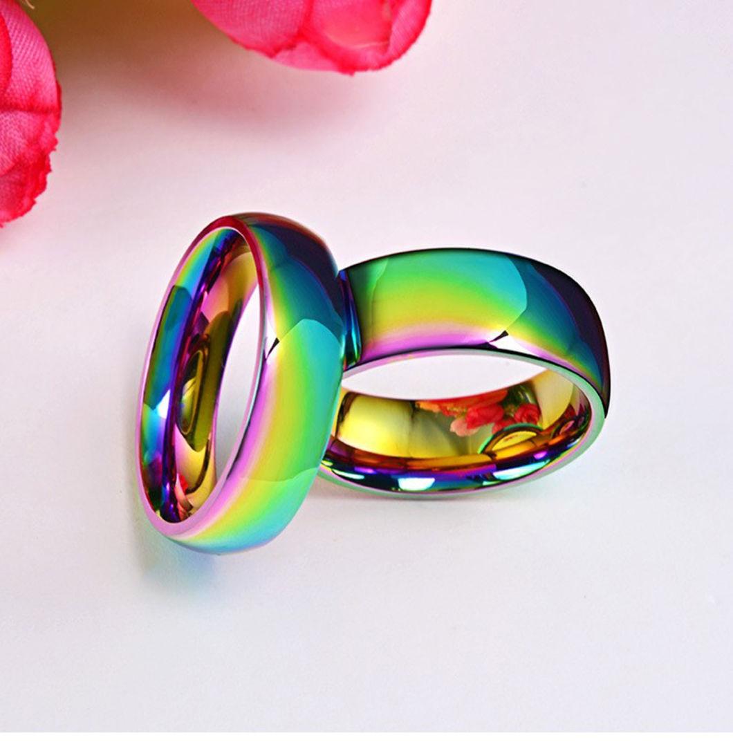 Titanium Steel Colorful Glare Color Ring The Rainbow Ring European and American Fashion Jewelry Wholesale SSR1921