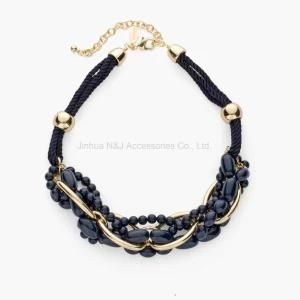 Bohemian Black Rope Necklace for Women Vintage Hand-Made Choker Resin Beads Necklaces &amp; Pendant Jewelry 2017