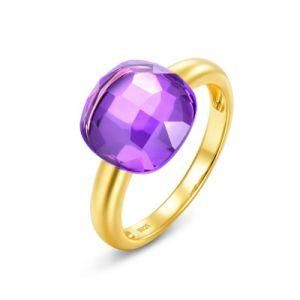 Fashion Wedding Party Jewelry Girls Ring 925 Sterling Silver Synthetic Amethyst Rings for Women