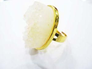 Druzy Rings Jewelry Oval Size 22x30mm AB White Color