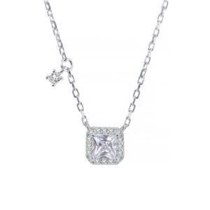 2021 Fashion S925 Sterling Silver Single Diamond CZ Zircon 14K Gold Plated Women Necklace