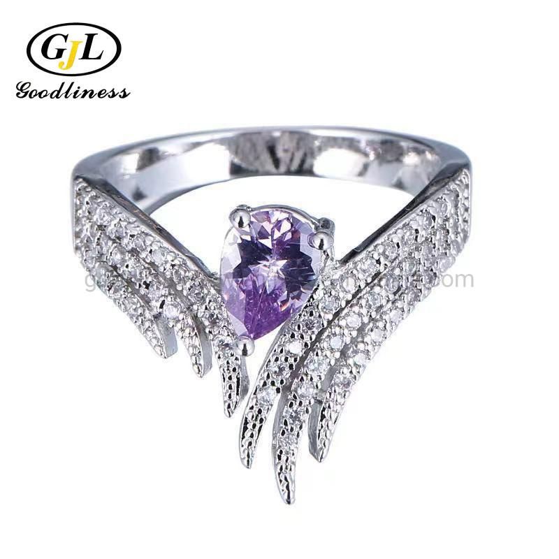 New Personalized Fashion Wing Women Ring Versatile Simple Diamond Ring