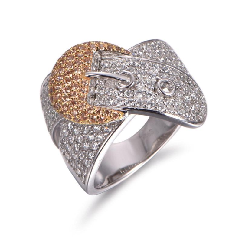 Creative Belt Design 925 Sterling Silver with Fancy CZ Ring