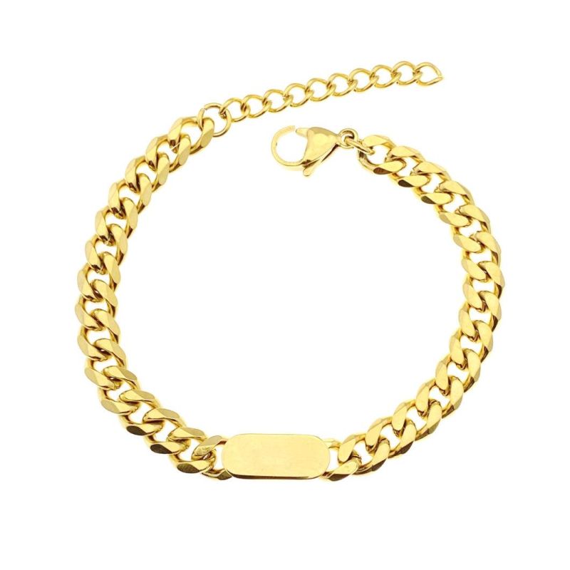 Manufacturer Custom High Quality Jewelry Fast Shipping 18K Gold Plated Stainless Steel Men and Women Cuban Chunky Bracelet Fashion Jewelry Unisex