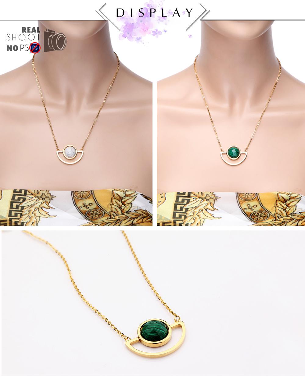 Computer Lens Stainless Steel Necklace with Green or White Pendant