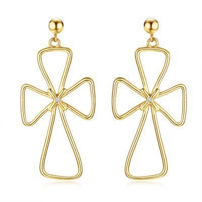 Stainless Steel Jewelry Butterfly Bow Hook Earring with Stone
