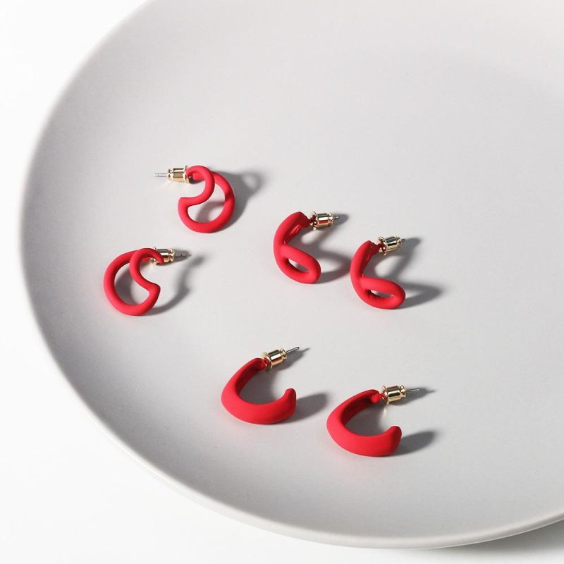 New Paint Earrings, Geometric C-Shaped Simple and Versatile Earrings