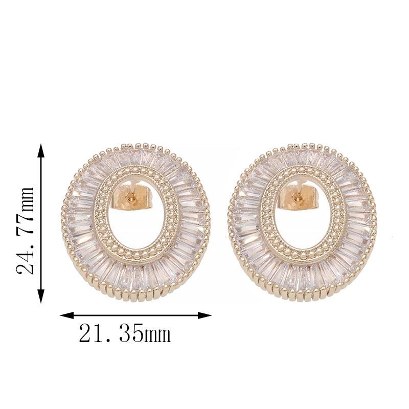 Luxury CZ Women′s 14K Gold Plated Jewelry Earrings