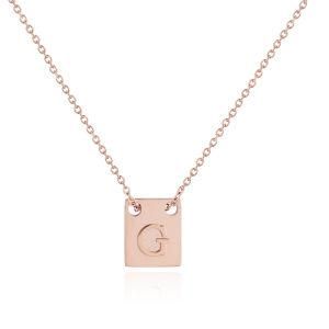 Gold-Plated Stainless Steel Glossy Square Brand English Letter G Necklace