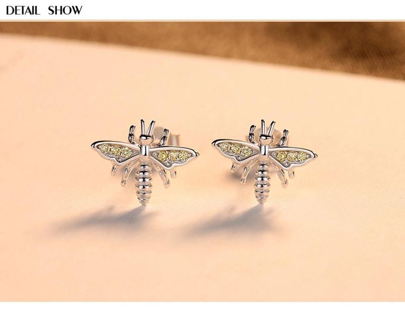 Silver Jewelry Bee Model Earring Stud for Women