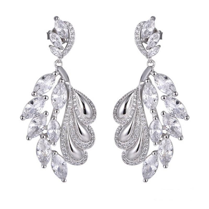 Wholesale 925 Silver Elegant CZ Earrings for Women