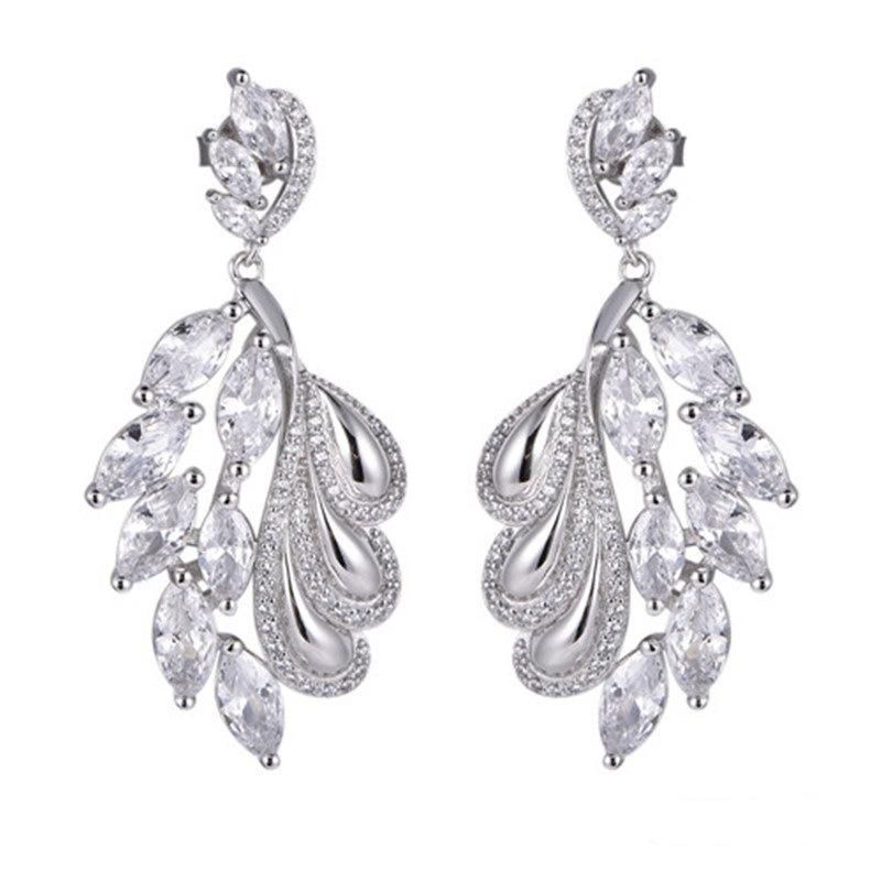 Wholesale 925 Silver Elegant CZ Earrings for Women