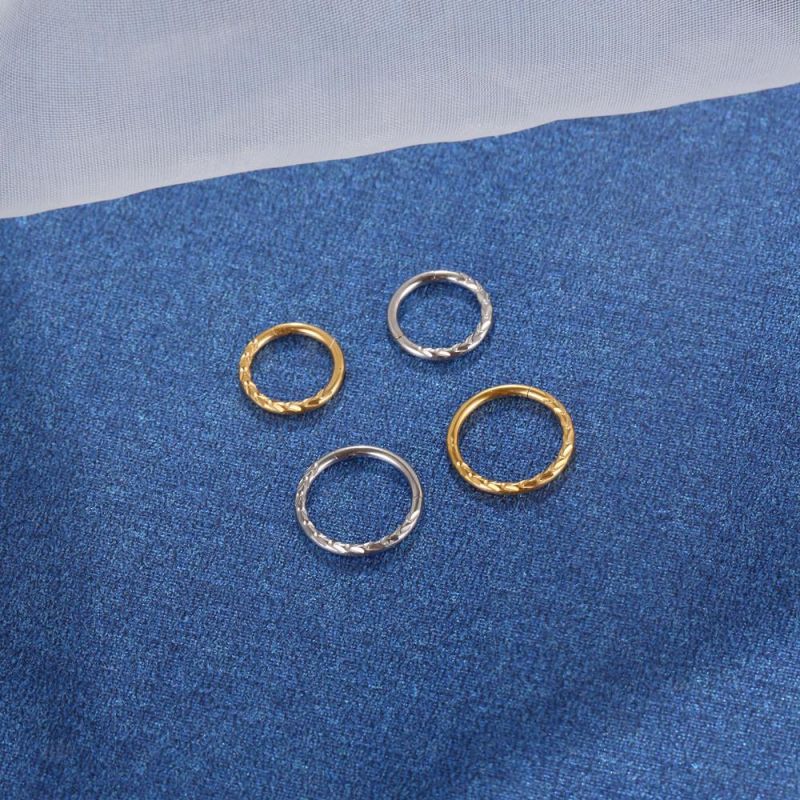 Wheat-Ear Hinged Segment Clicker-G23 Titanium Nose Rings Hoop 16g 6mm to 12mm Body Piercing Jewelry