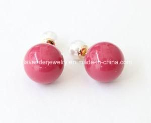 Elegant Double Sides Pearl Charm Gold Plated Fashion Stud Earrings for Women