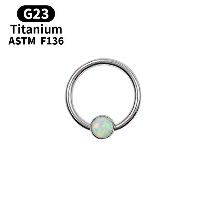 Titanium Body Jewelry Piercing Hoops Captive Bead Body Piercing Rings-16g with 4mm Opal Ball