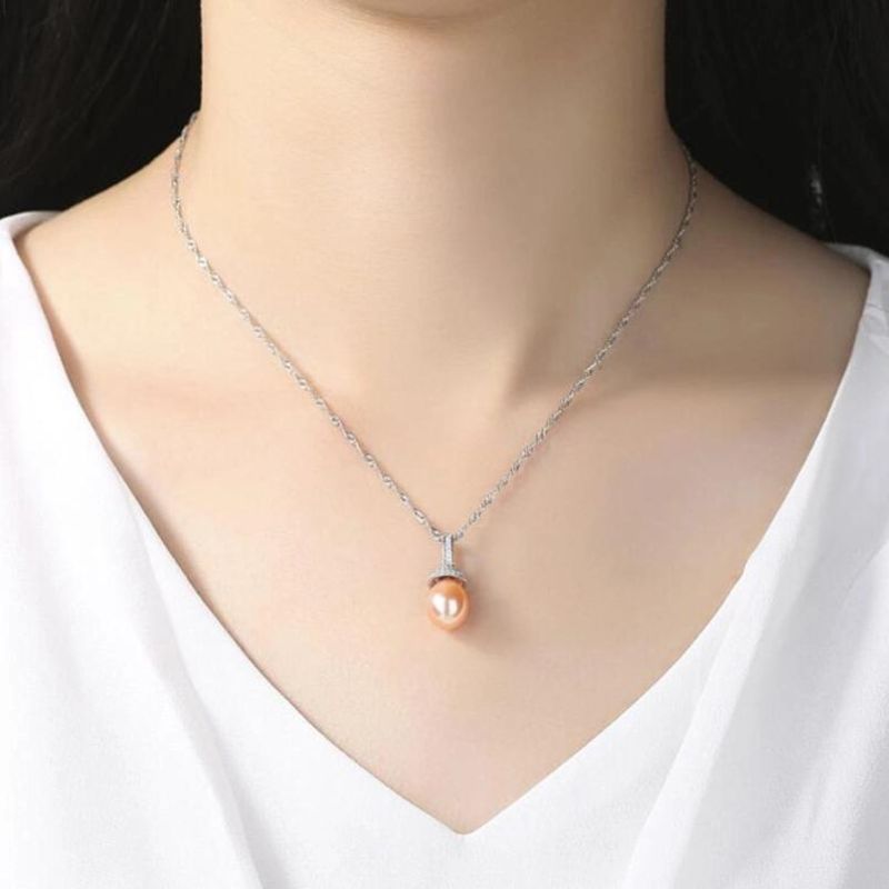 Fashion Jewelry Fresh Water Pearl 925 Silver Pendants Necklace Wholesales