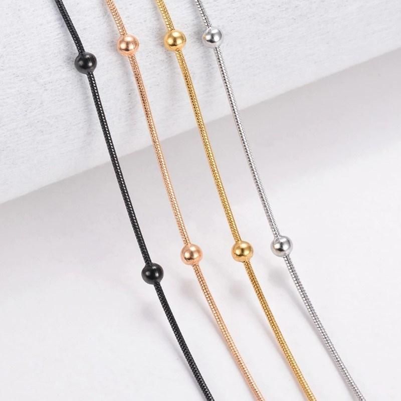 Wholesale Gold Plated Stainless Steel Snake Chain Ball Necklace Bracelet Anklet Fashion Jewelry Making