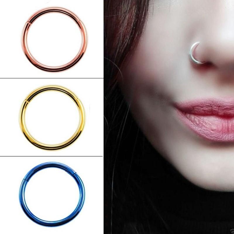 Newness 20g 18g 16g 14G 316L Stainless Steel Hinged Segment Nose Clicker Body Piercing Jewelry