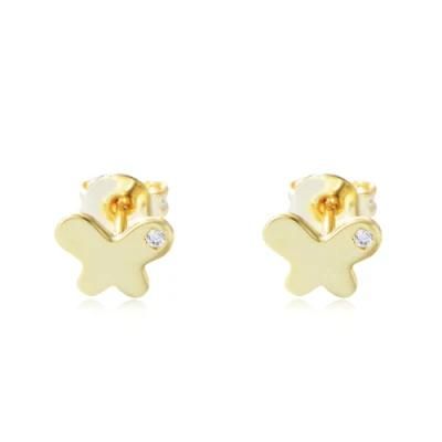 Dainty S925 Silver Mini Butterfly Earrings Delicate Gold Diamond Animal Stud Earrings Jewelry