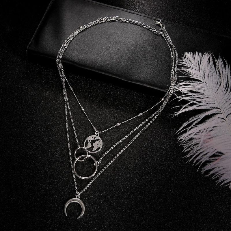 Multilayer Fashion Trendy Bohemian Choker Necklace for Female Women Gift Jewelry Sequin Star Ball Round Charm Necklace Wholesale