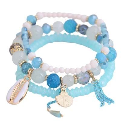 Fashion Jewelry Bohemian Strings Oceanic Style Multi-Layered Beaded Crystal Bracelets